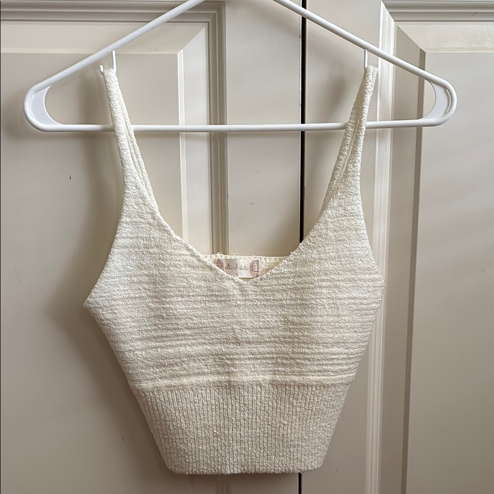 Altar'd State Cream Ribbed Crop Tank Top